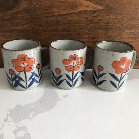Vintage Other - Vintage Stoneware Mugs Set Of Three